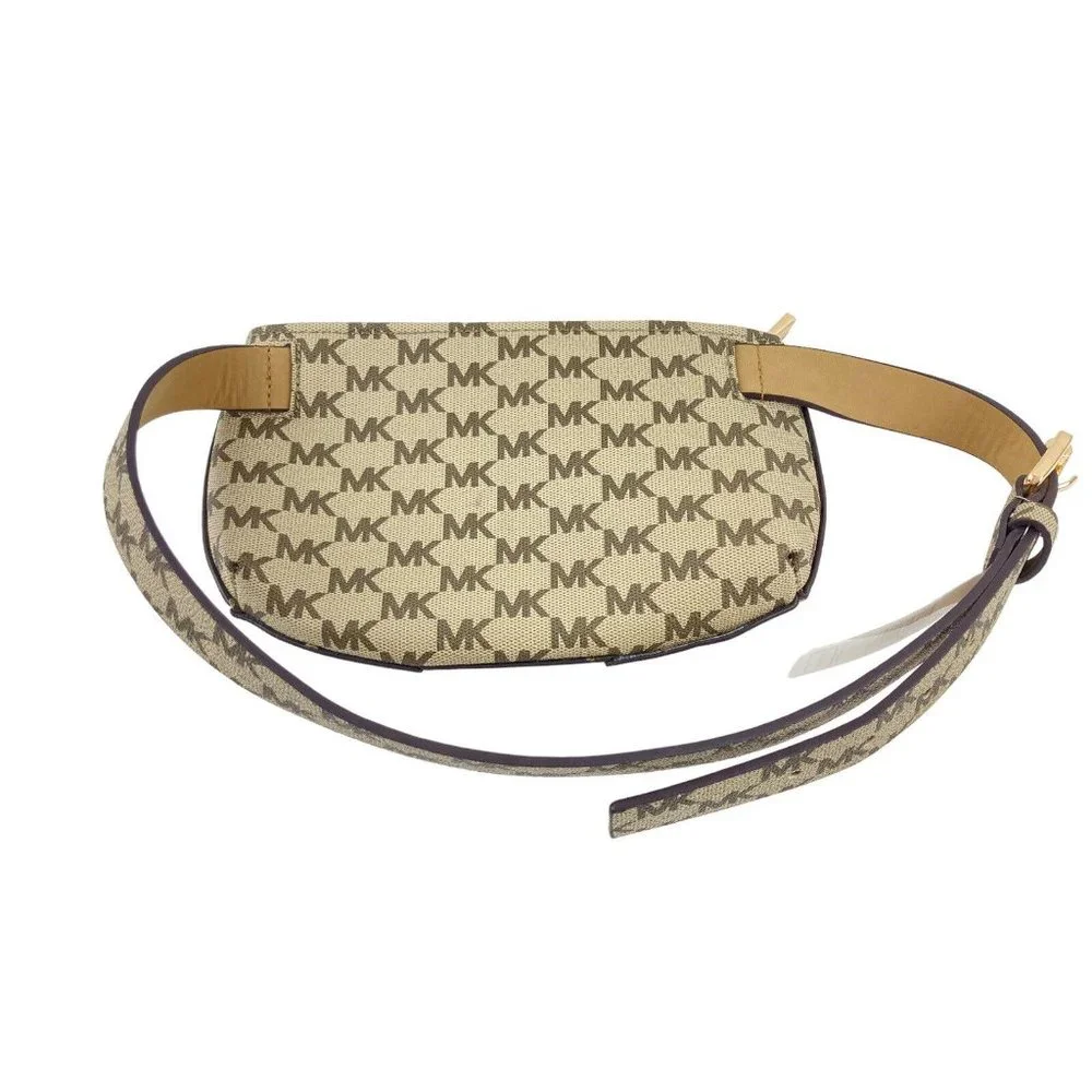 *New Michael Kors Brown Pink Print Waist Bag Fanny Pack Small Synthetic Buckle
